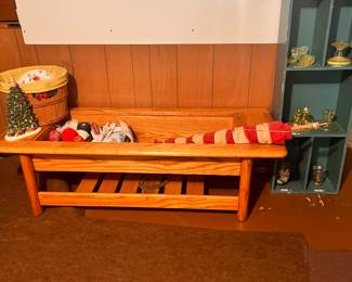 SMALL SHELVES, UNIQUE ALL OAK END TABLE