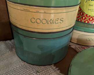 ANTIQUE TIN COOKIE CONTAINERS
