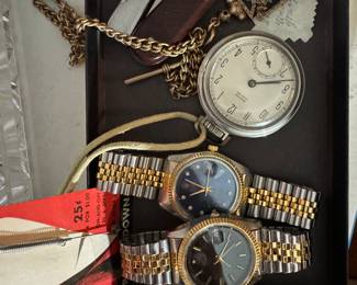 VINTAGE MENS WATCHES PLUS KNIGHTS OF TEMPLAR WATCH FOB (GOLD PLATED)