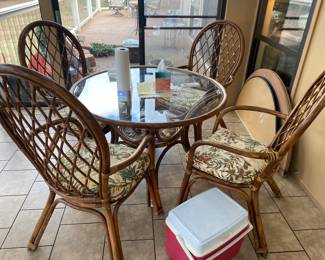 Rattan / Glass Table / 4 Chair Set $ 224.00