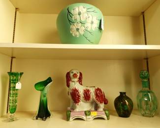 McCoy Jardinere, Art Glass Items, Staffordshire Dog Figurine