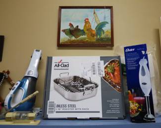 All-Clad Roaster with Rack (NEW, still in box), Oster hand mixer