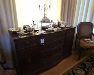 Mahogany Buffet with Silver Plate