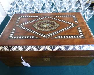 Antique Traveling Desk with Mother of Pearl Inlay (See Next Picture)