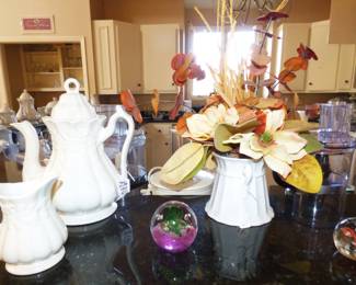 Glass Paperweights, Vintage Red Cliff White Stoneware