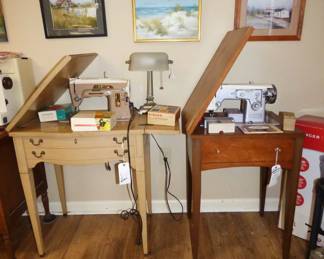 Vintage Kenmore & Singer Sewing machines, Joyce Perdue Smith Art Work on Wall