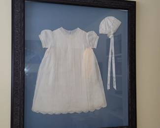 VINTAGE FRAMED CHRISTENING GOWN