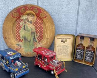 Rare PhillipenesTour Trucks Jack Daniels 50ml Minis w Tin Box Royal Saxony106 Phantasie Plate