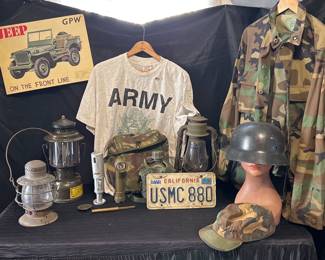 Vintage Lantern And Military Gear Lot