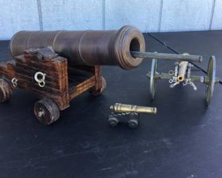 Vtg. Brass Cast Iron Cannons Civil War Style  S.S. Constitution