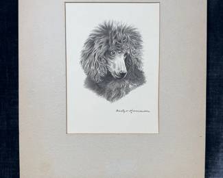 Fridtjov Hermansen Original Drawing Of A Poodle