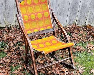 Antique Ladies Victorian Folding Rocking Chair With Sling Seat