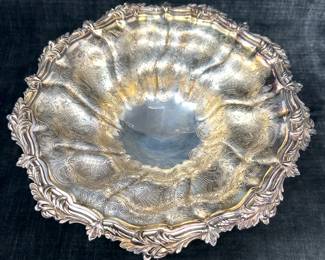 Antique Barker-Ellis English Silver Plate Footed Bowl With Menorah Hallmark Circa 1912