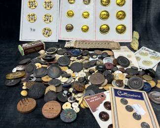 Bag Of Vintage Buttons, Some New On Cards