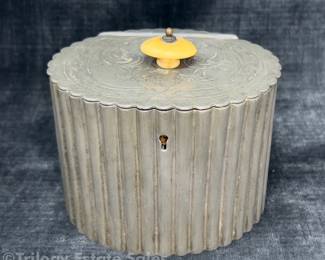 Antique Oval Pewter Locking Tea Caddy