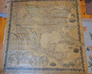 Mitchell's 1856 New National Map Of The United States, Hand Colored, On Hanging Rod