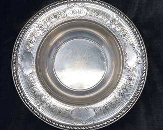 Antique Gorham Sterling Silver Hand-Chased Bowl, Monogrammed 250.4dwt