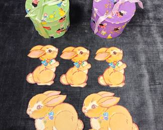 Vintage Easter Bunny Ephemera Candy Boxes & Five Dennison Cutouts