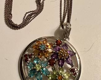 Sterling floral pendant with chain