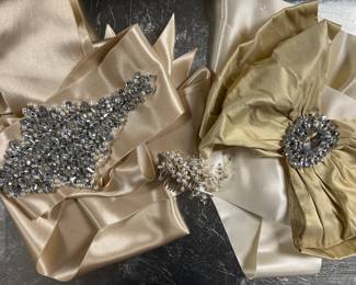 Rhinestone bridal sashes and hair comb