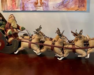 Lynn Bailey folk art Santa and sleigh