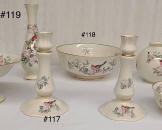Lenox Serenade Collection. Candlestick holders, large bowl, Bud Vase, Pedestal Dish and small bowl. Mint. No chips or cracks.