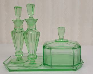 New Martinsville set from 1920's dresser set