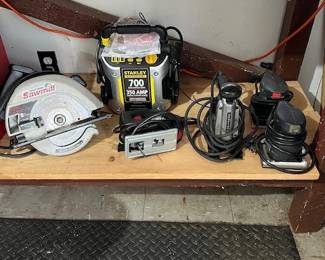 Craftsman Sawmill, Stanley Fatmax amp, Skil jig saw, various sanders