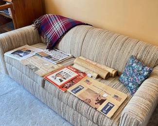 commemorative Fredericksburg newspapers, double sleeper sofa