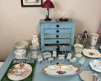 vintage Modern Bride magazine, vintage china doll house furniture