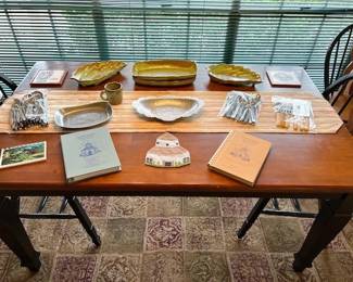 Frankoma pottery, flatware, Fredericksburg cookbooks