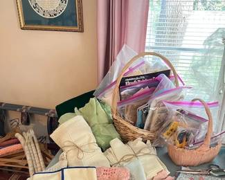 various embroidered pieces