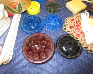 Antique glass flower frogs