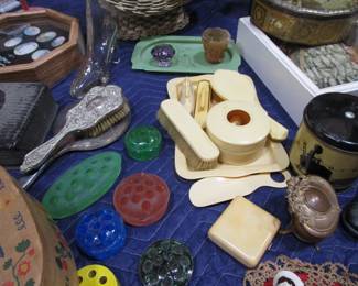 Celluloid and other vanity dresser sets