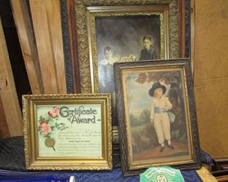 Lots of antique framed art