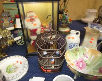 Porcelains, antique birdcage