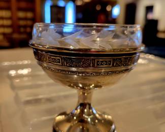 Sterling silver set of champagne glasses. Victorian.