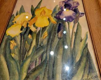 F. HOPKINS  1908 Original Watercolor w/ wood frame