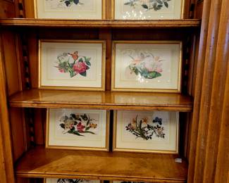 Chinese Hand painted on silk, flowers and butterflies. 1850.