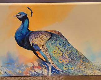 Peacock painting signed by artist