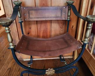 Iron & Leather Savonarola Chair