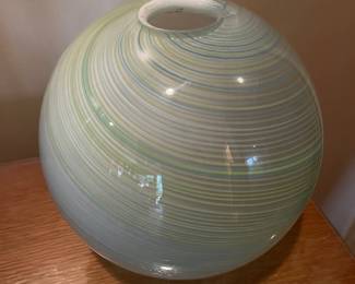 MID CENTURY DANISH MODERN DANSK MEZZA FILIGRANA ART GLASS JADE GREEN ROUND 