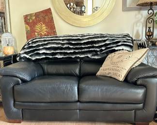 Black Leather Sofa 