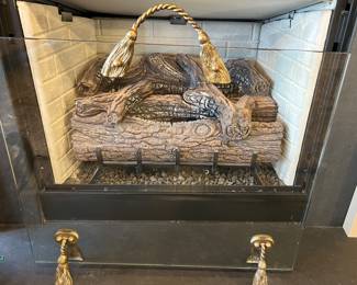 23. Glass Fireplace Screen w/ Brass Accent (28" x 5" x 28") 