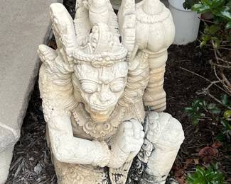 80. Pair of Concrete Thai Warrior Guardians (13" x 13" x21")