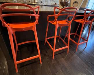 5. Set of 3 Kartell Counter Stools Made in Italy (19" x 19" x 39")