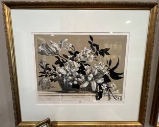 35. Floral Black, White & Gold Print J. Baptiste Sculp 1.2.3 (29" x 26")