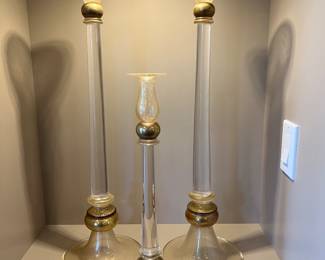 21. Set of 3 Glass Candleholders (tallest 8" x 26")