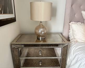 51. Pair of 3 Drawer Mirrored End Tables (32" x 18" x 30")
52. Pair of TLC Home Glass Lamps (24"h)