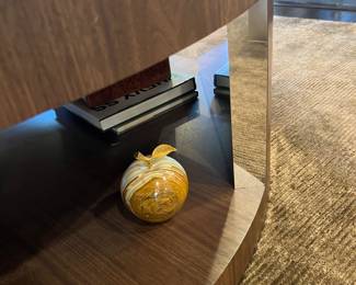 24. Contemporary Wood Coffee Table w/ Mirror Accents (54" x 18")